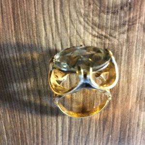 10K gold filled ring with Large Rhinestone